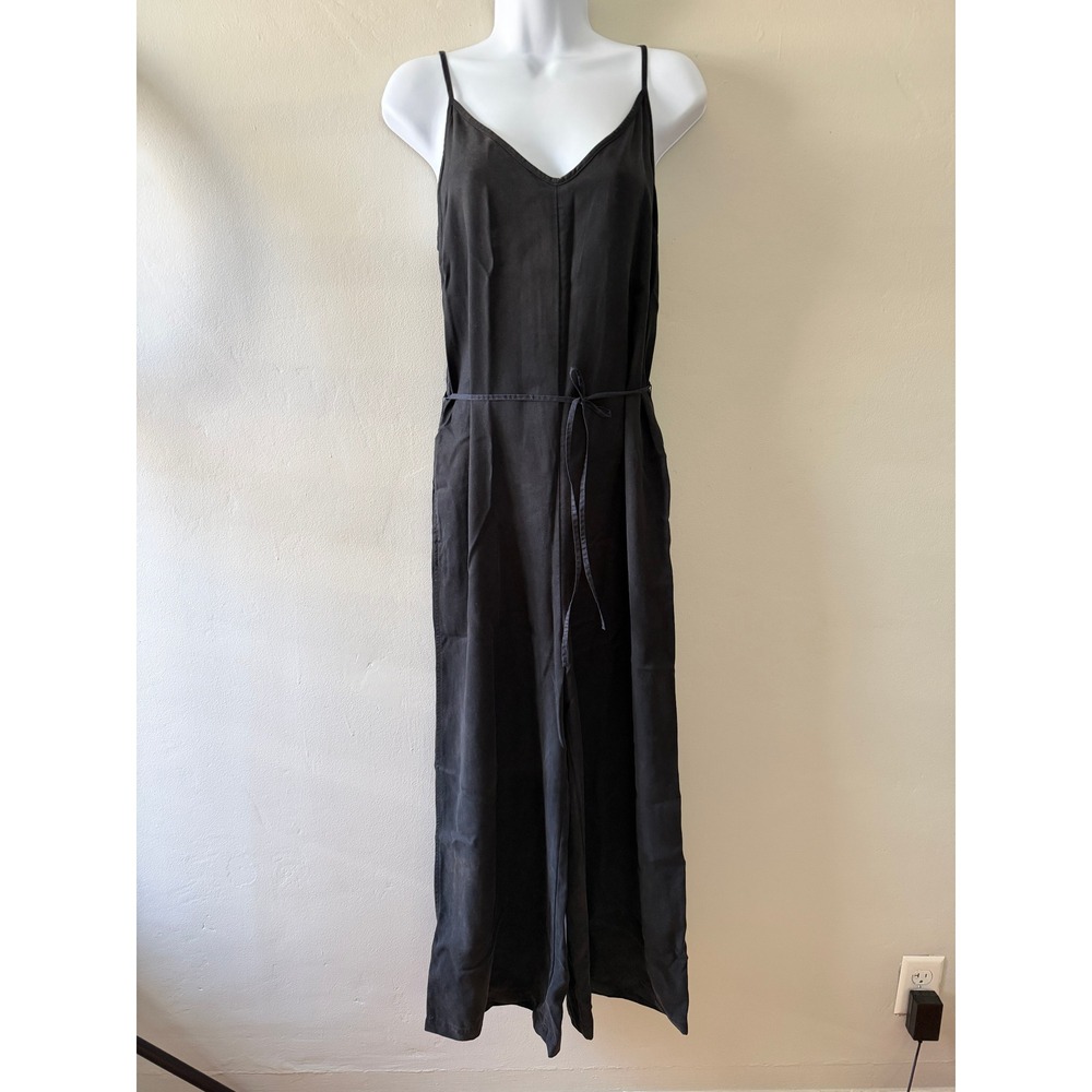 Wilfred Free Jumpsuit Women S Black Cropped Wide-Leg Spaghetti Strap Minimalist